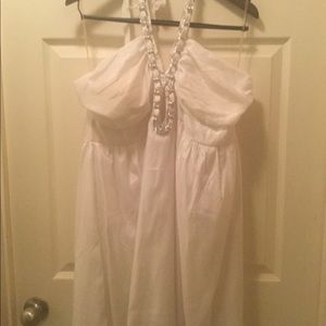 Gold Flava White Chain Halter Knee Length Dress